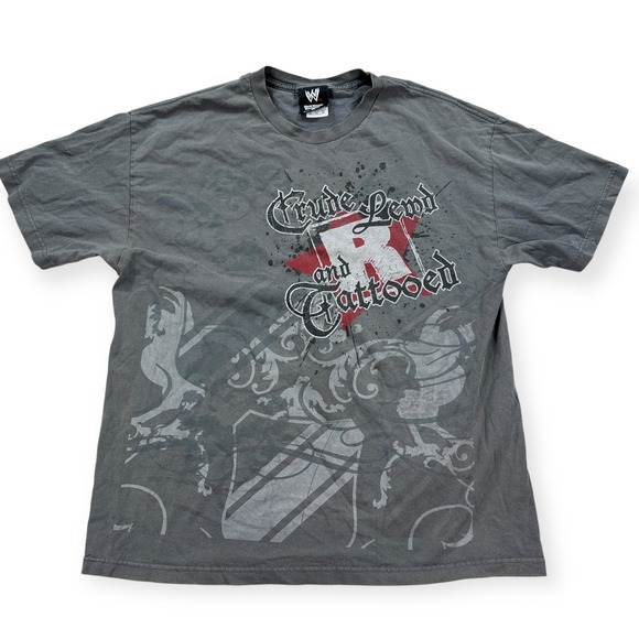 World Wrestling Entertainment Other - Vintage WWE AOP Wrestling T-Shirt Men's XL Crewd Lewd And Tattooed Rated R Y2K